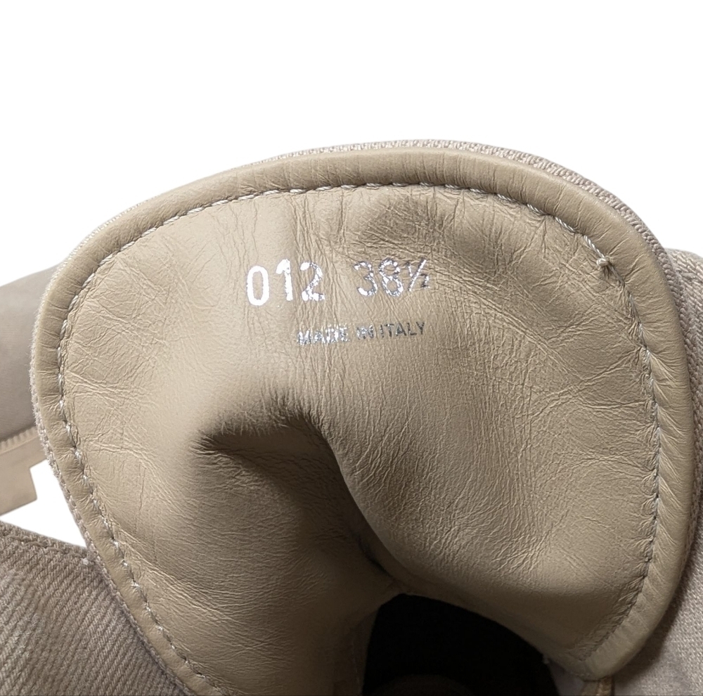 Prada Rocksand Light Beige Washed Denim Canvas Combat Lug Boots Size EU 38.5 - Picture 11 of 16